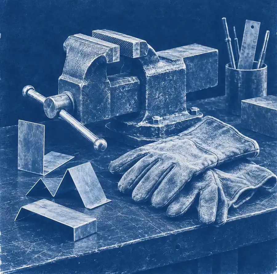 Illustration of fabrication businesses equipment and workspace